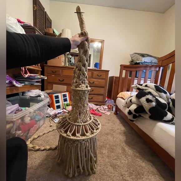 70s macrame ceramic tulip lamp - Picture 12 of 12